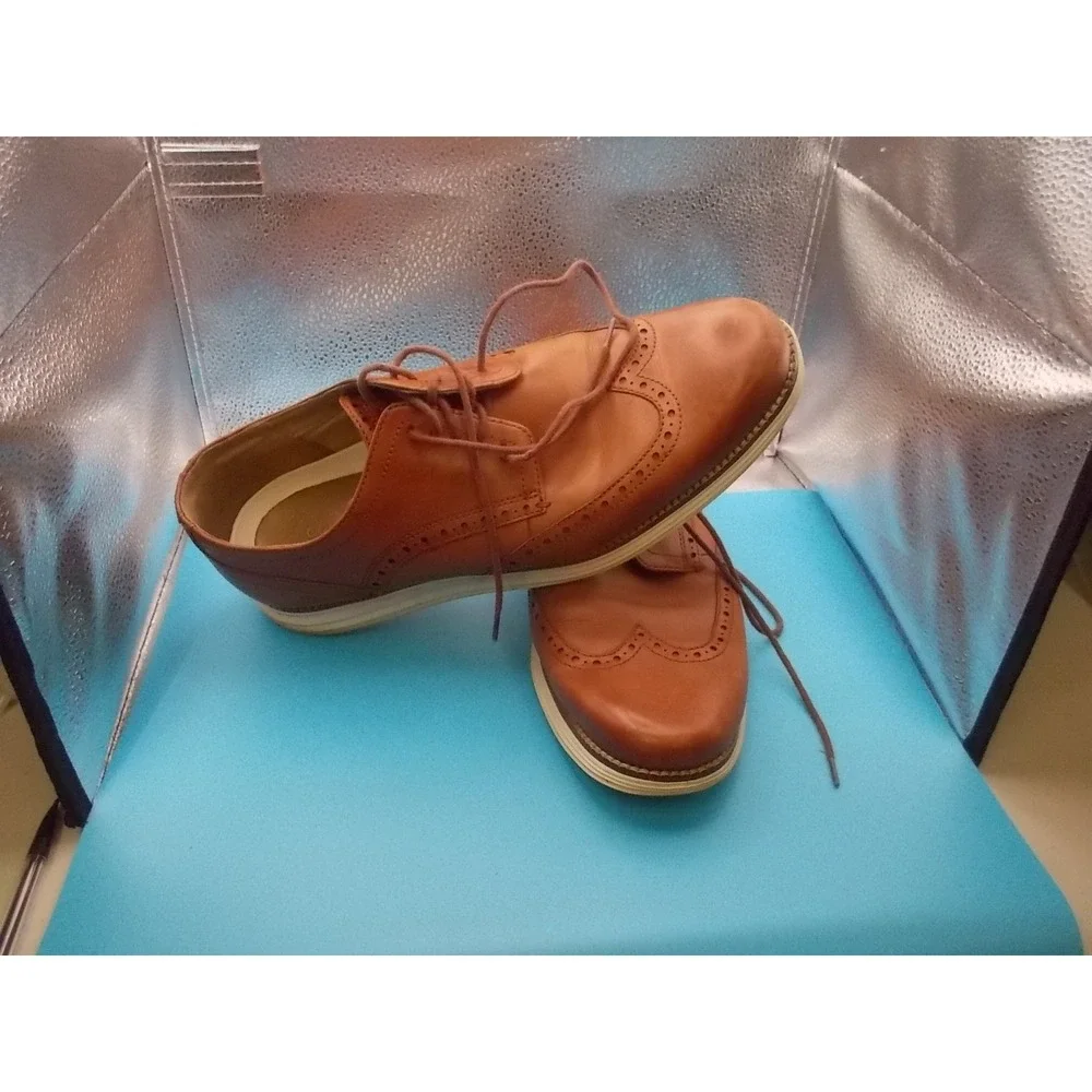 Cole Haan Grand OS Mens British Tan Leather Wingtip Oxford Shoes C23751 Size 11